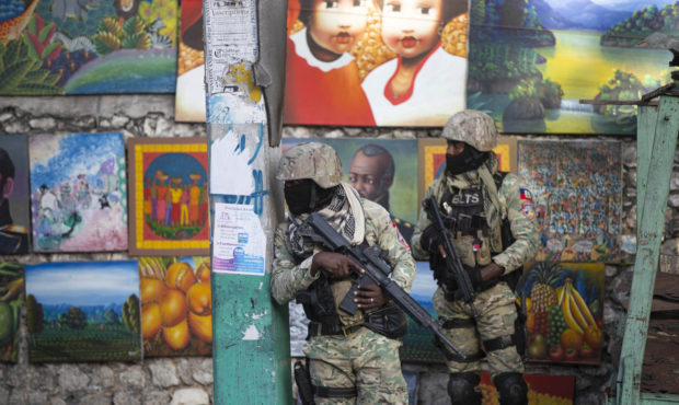 Soldiers patrol in Petion Ville, the neighborhood where the late Haitian President Jovenel Moise li...