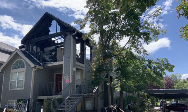 (Fire crews had to remove the roof of the damaged apartments because it kept collapsing, making it ...