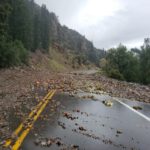 Flash flooding in Big Cottonwood Canyon sent rocks and mud into the roadway, stranding drivers. Photo: Unified Police Department 