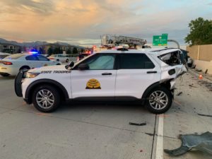 utah highway patrol trooper injured in rear end collision on I-215