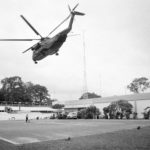 FILE - In this April 29, 1975, file photo the helicopter zone at the U.S. Embassy in Saigon, Vietnam, showing last minute evacuation of authorized personnel and civilians. With U.S. and NATO forces under a Sept. 11, 2021, deadline to leave Afghanistan, many are recalling that desperate, hasty exodus as they urge the Biden administration to evacuate thousands of Afghans who worked as interpreters or otherwise helped U.S. military operations there in the past two decades. (AP Photo, File)