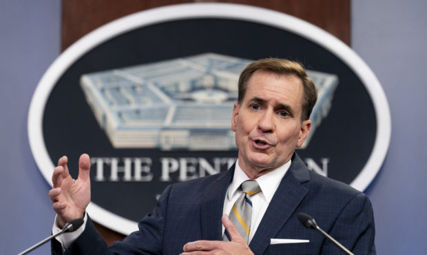 Pentagon spokesman John Kirby speaks during a briefing at the Pentagon in Washington, Thursday, Aug...