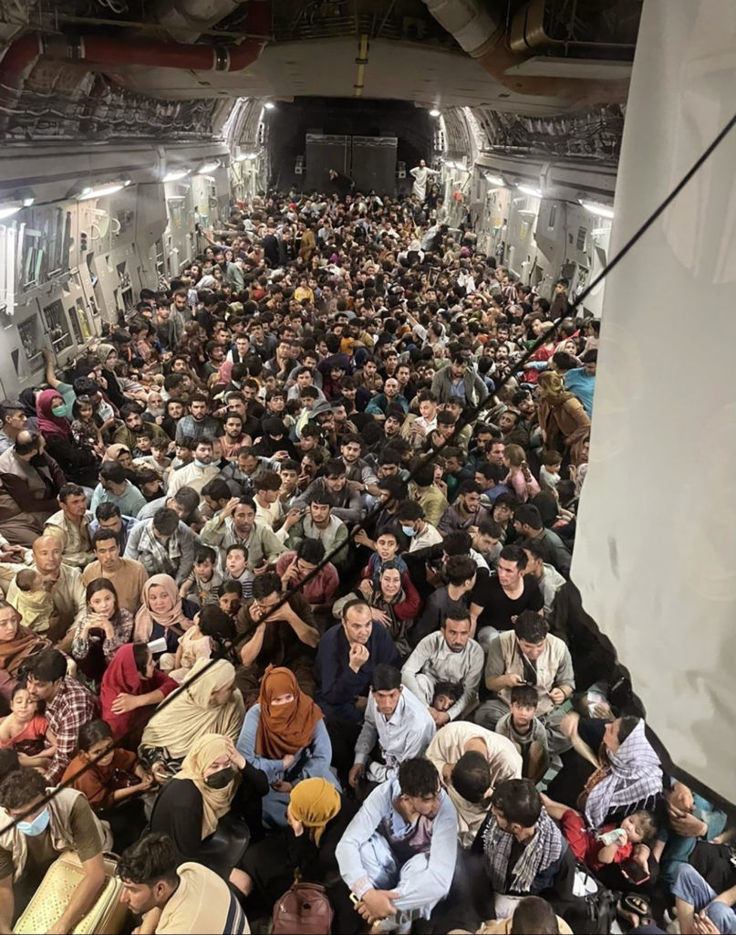 crowded afghanistan flight