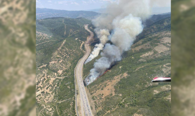wildfire in summit county, parleys fire from above...