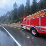 Unified Fire Authority responded to help free drivers left stranded by a rockslide near the top of Big Cottonwood Canyon. Photo: Unified Fire Authority