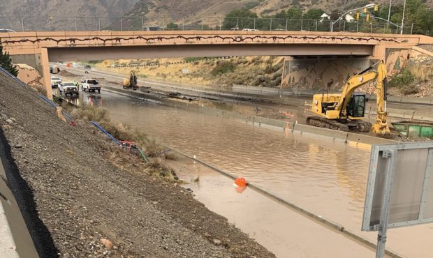 I-215 flooded during storm watches and warnings...