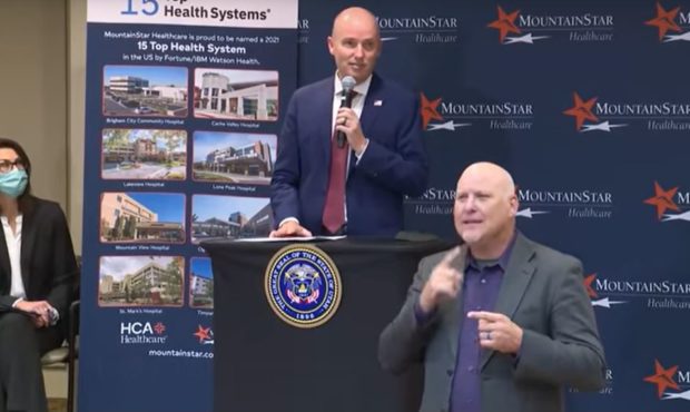 August 3, 2021: Utah Governor Spencer Cox speaks at a news conference about the rise in COVID-19 ca...