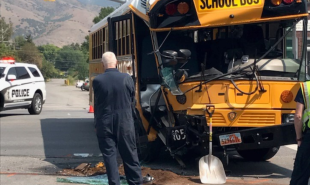 A school bus carrying roughly 24 students collided with a semi-truck on Friday, Aug. 20, 2021 in Ca...