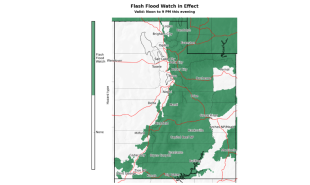 The National Weather Service in Salt Lake City issues a flash flood watch on Monday August 2, 2021....
