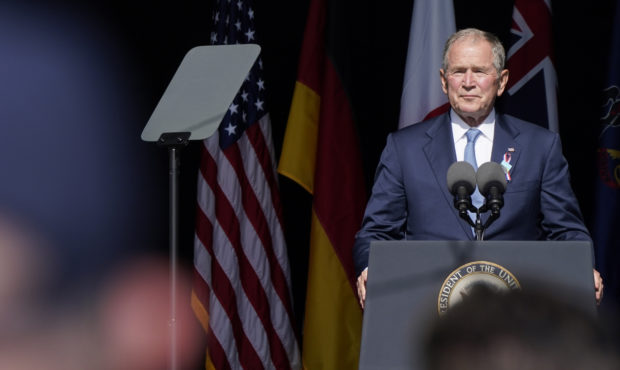 Former President George W. Bush speaks during a memorial for the passengers and crew of United Flig...