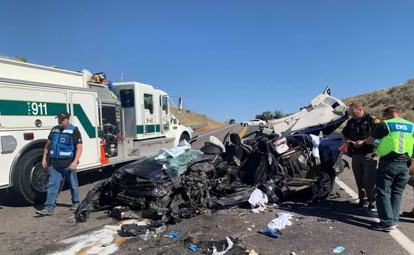 A head-on collision Friday afternoon on Highway 30 sent two people to the hospital. Photo credit: G...
