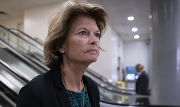FILE - In this Jan. 8, 2020, file photo Sen. Lisa Murkowski, R-Alaska, heads to a briefing on Capit...