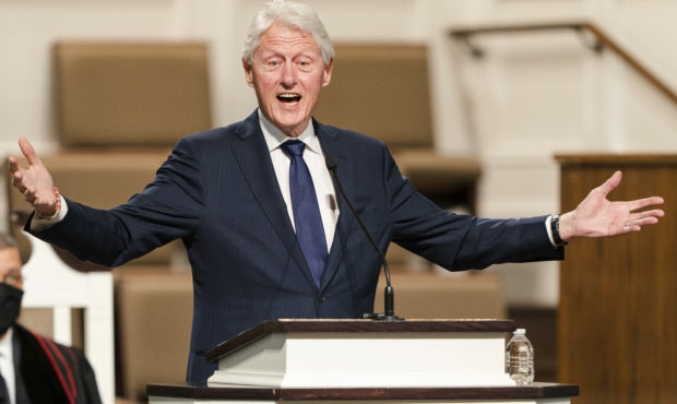 FILE - In this Jan. 27, 2021, file photo, former President Bill Clinton speaks during funeral servi...