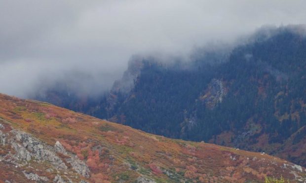 Conditions looking toward Francis Peak on Saturday, Oct. 9, 2021. Photo Credit: Colby Walker, KSL....