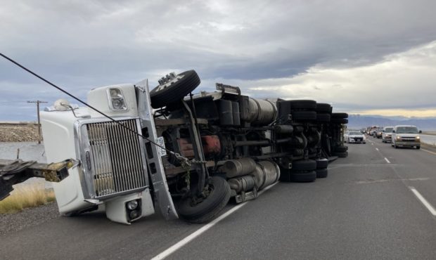 (One of four semi rollover crashes being cleared by Highway Patrol.  Photo: UHP)...