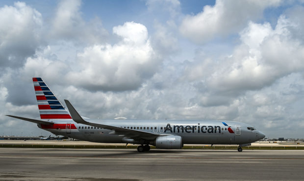 An American Airlines plane prepares to take off from the Miami International Airport in Miami, on J...