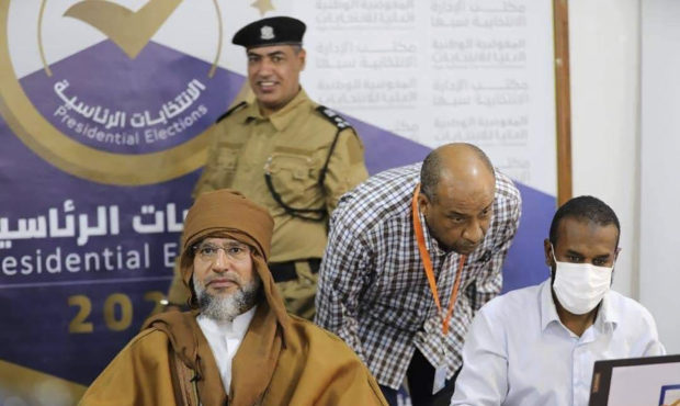 Seif al-Islam, left, the son and one-time heir apparent of late Libyan dictator Moammar Gadhafi reg...