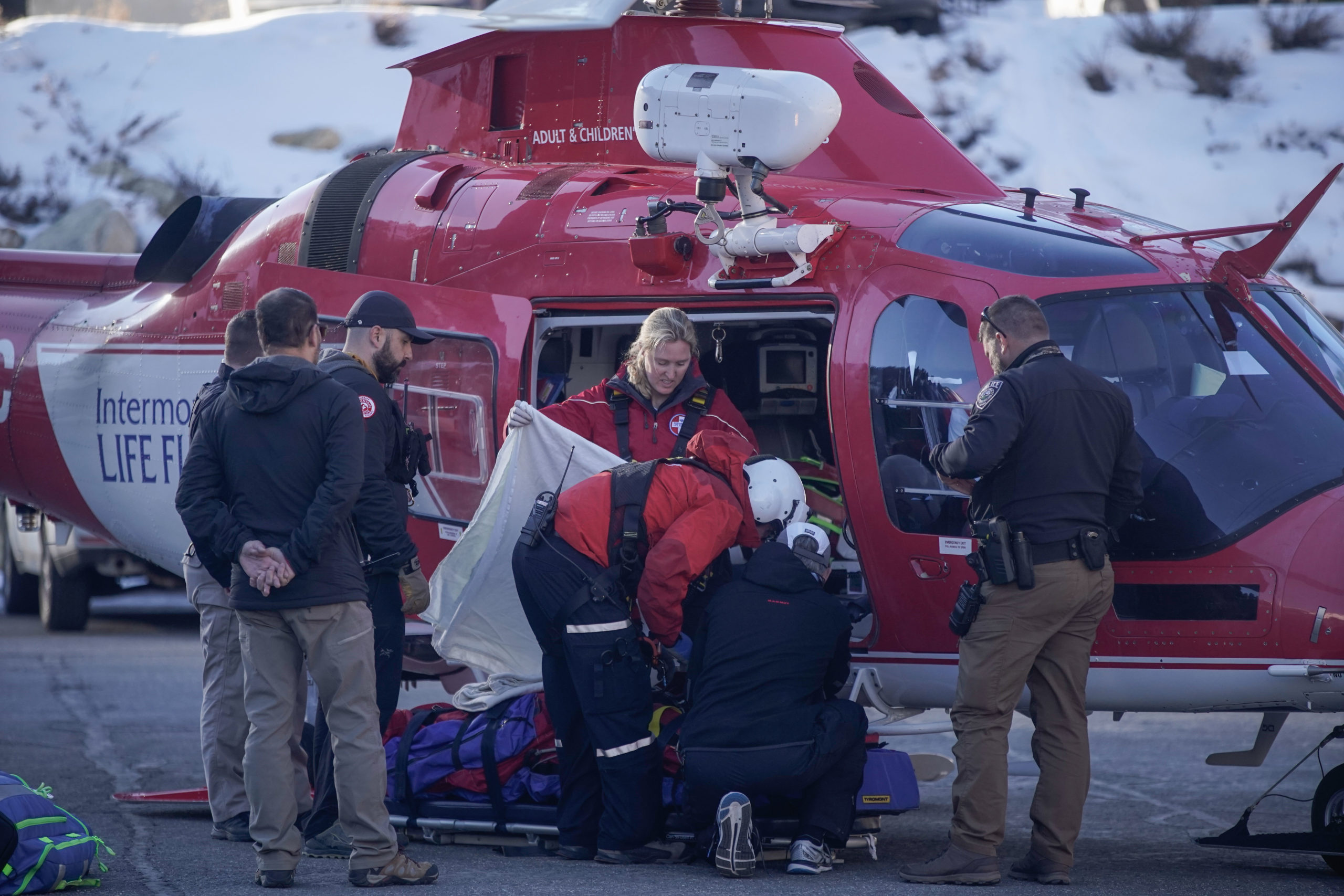 UPD rescues a skier after a search at Goldminer’s Daughter Lodge on Sunday, Nov. 28, 2021 in Alta...