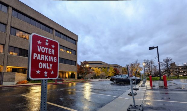 Special parking for voters set up outside the Salt Lake County Government Center on Nov. 2, 2021 (N...
