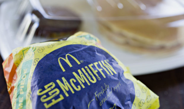 A McDonald's Corp. Egg McMuffin breakfast sandwich is arranged for a photograph in Tiskilwa, Illino...