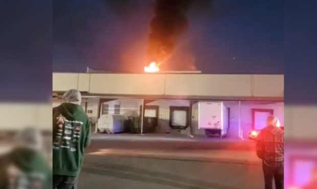 Screengrab of a video of the Spanish Fork Mountain Country Foods fire Photo: Angella Garlick...