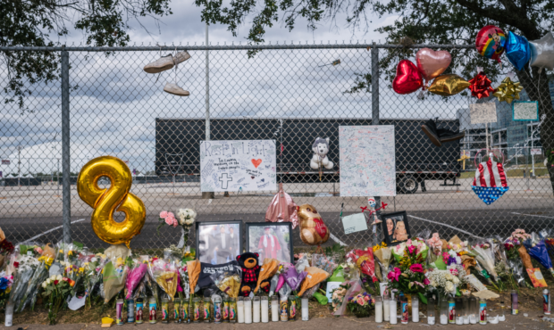 A memorial to those who died at the Astroworld festival is displayed outside of NRG Park on Novembe...