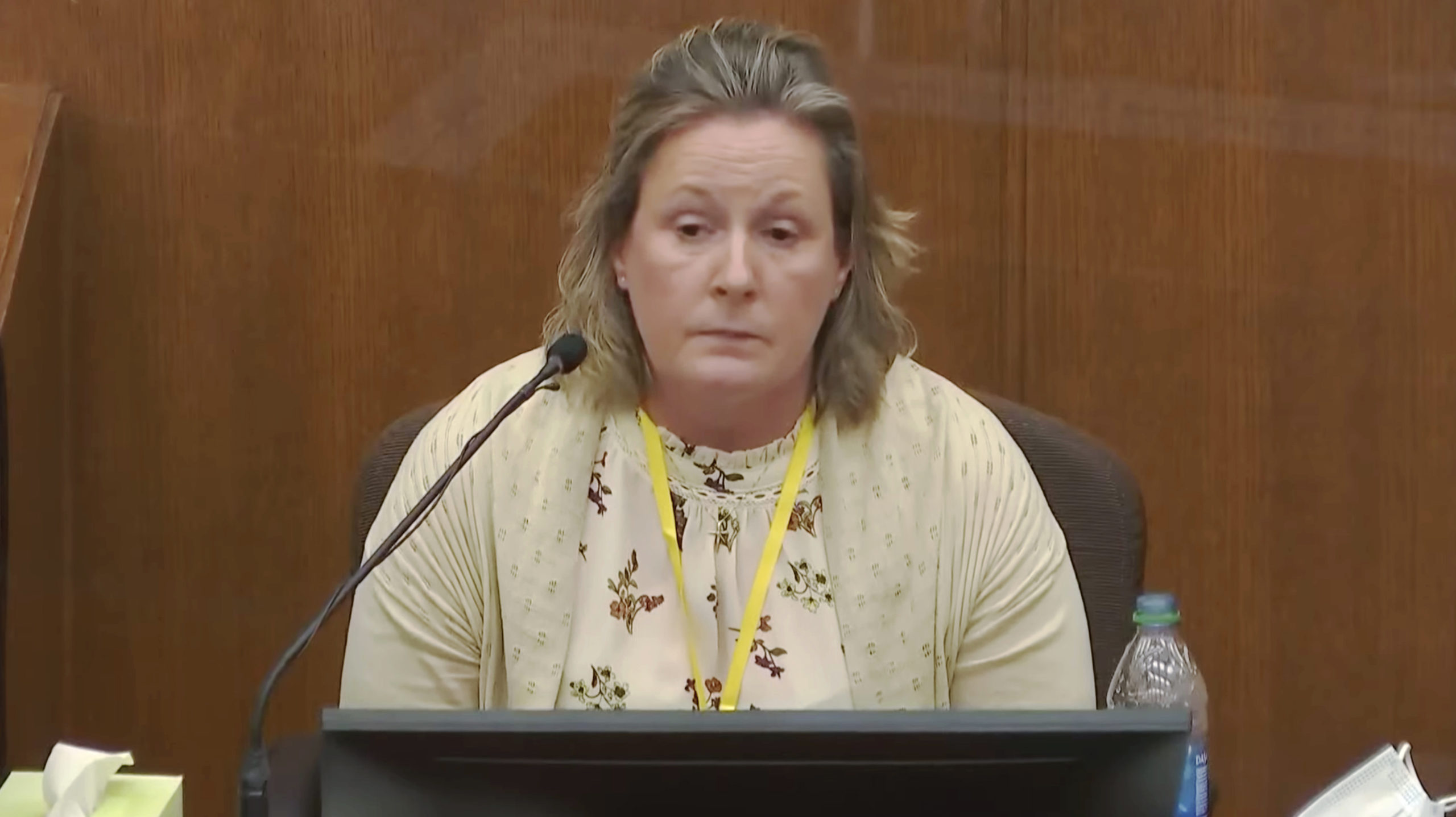 In this screen grab from video, former Brooklyn Center Police Officer Kim Potter takes questions fr...