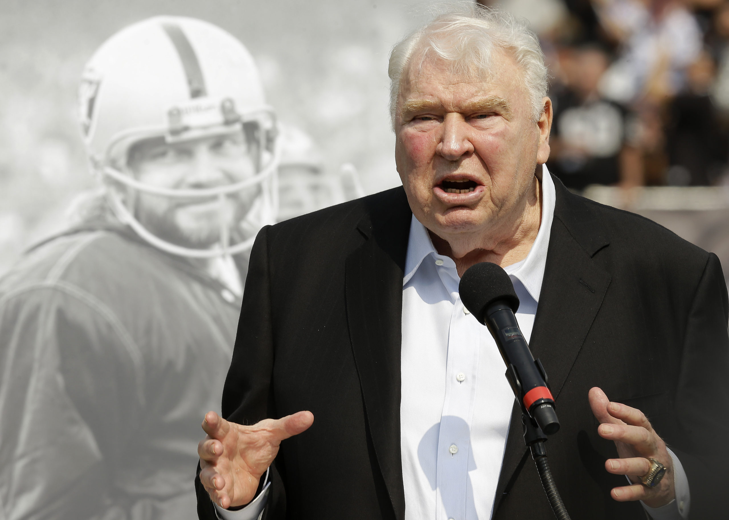 FILE - Former Oakland Raiders head coach John Madden speaks about former quarterback Ken Stabler, p...