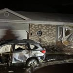 Centerville home and mailbox damaged, two injured by speeding car