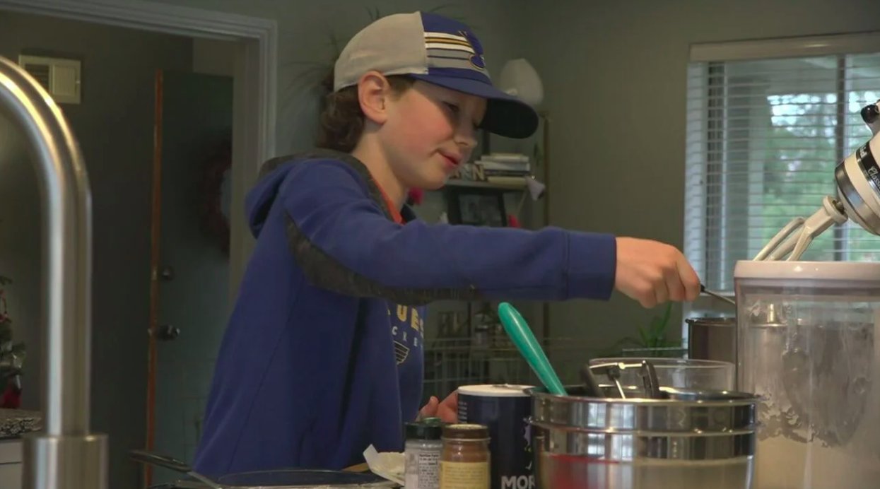 10-year-old Sam Wissmann picked up baking during the Covid-19 pandemic. Photo credit: KMOV...