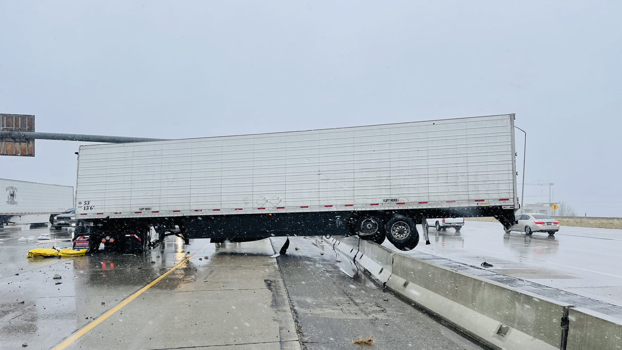 salt lake's first snow leads to jackknifed semi, other problems...
