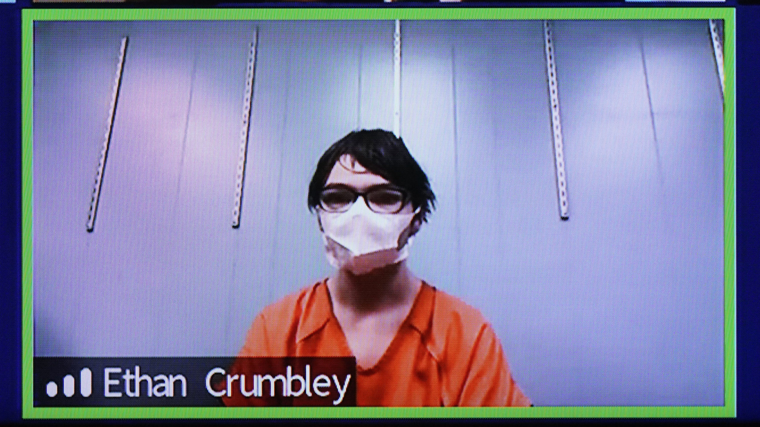 This image from 52-3 District Court shows Ethan Crumbley in a Zoom hearing in Rochester Hills, Mich...