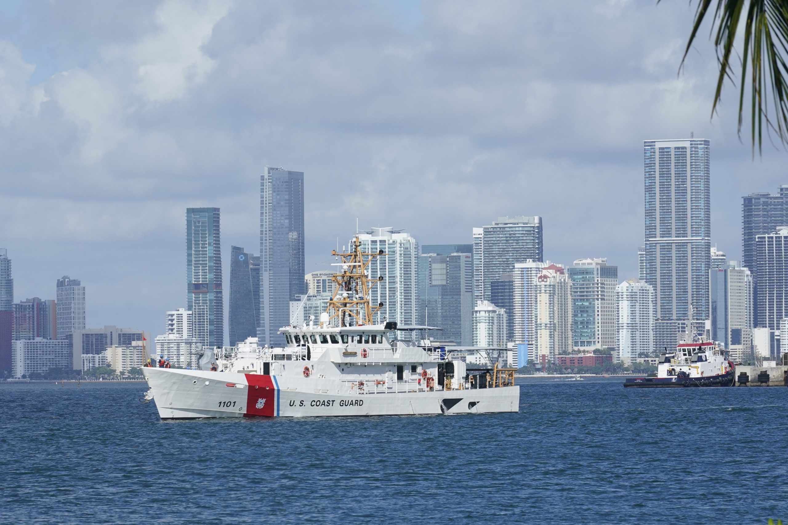 The U.S. Coast Guard ship Bernard C. Webber, leaves the coast guard base, Monday, July 19, 2021, in...