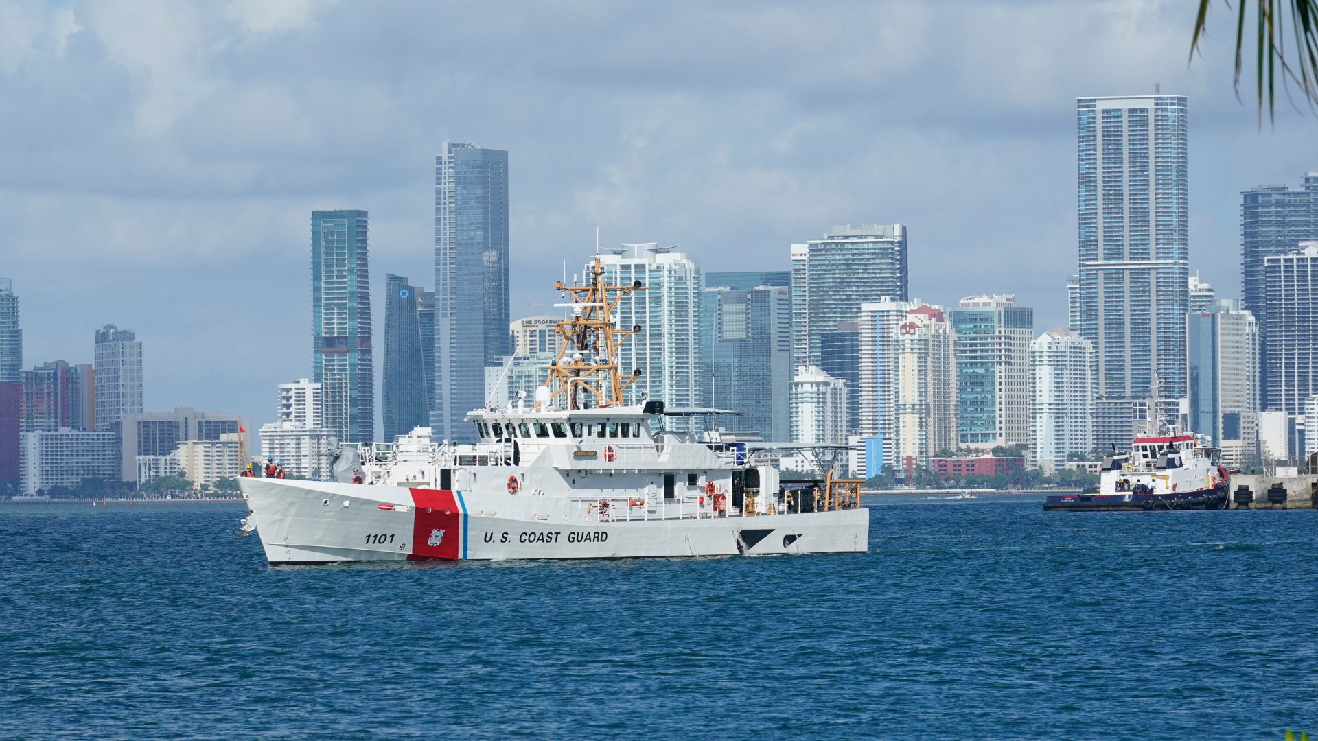 The U.S. Coast Guard ship Bernard C. Webber, leaves the coast guard base, Monday, July 19, 2021, in...