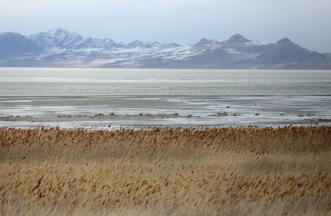 (Low water levels are pictured in the Great Salt Lake near Tooele County on Wednesday, Jan. 5, 2022...