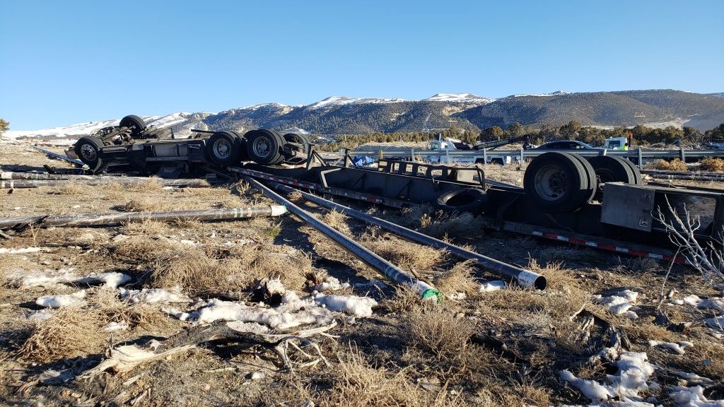 A semi-truck crash Monday morning near Vernal claimed the life of the driver. Photo credit: Utah Hi...