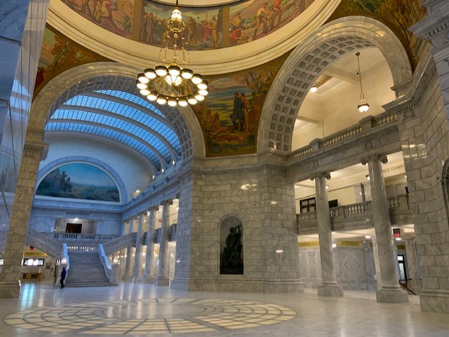 (Inside the Utah Capitol Rotunda, February 2, 2022.  Photo: Paul Nelson)...