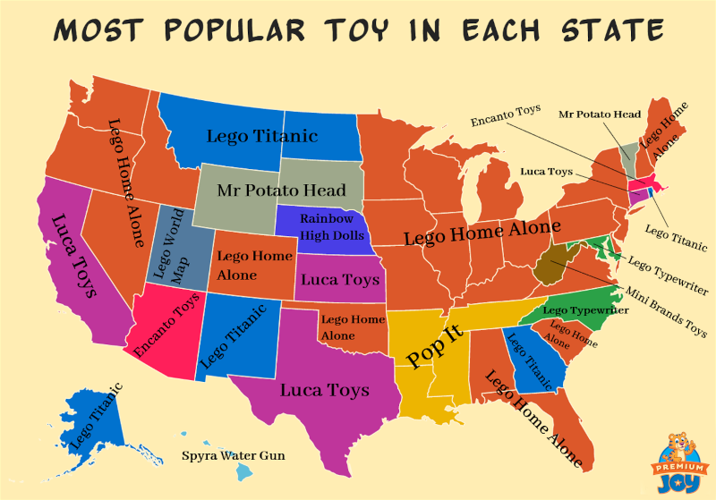 The Legos World Map has been the most popular toy in Utah, for the past year, according to the webs...