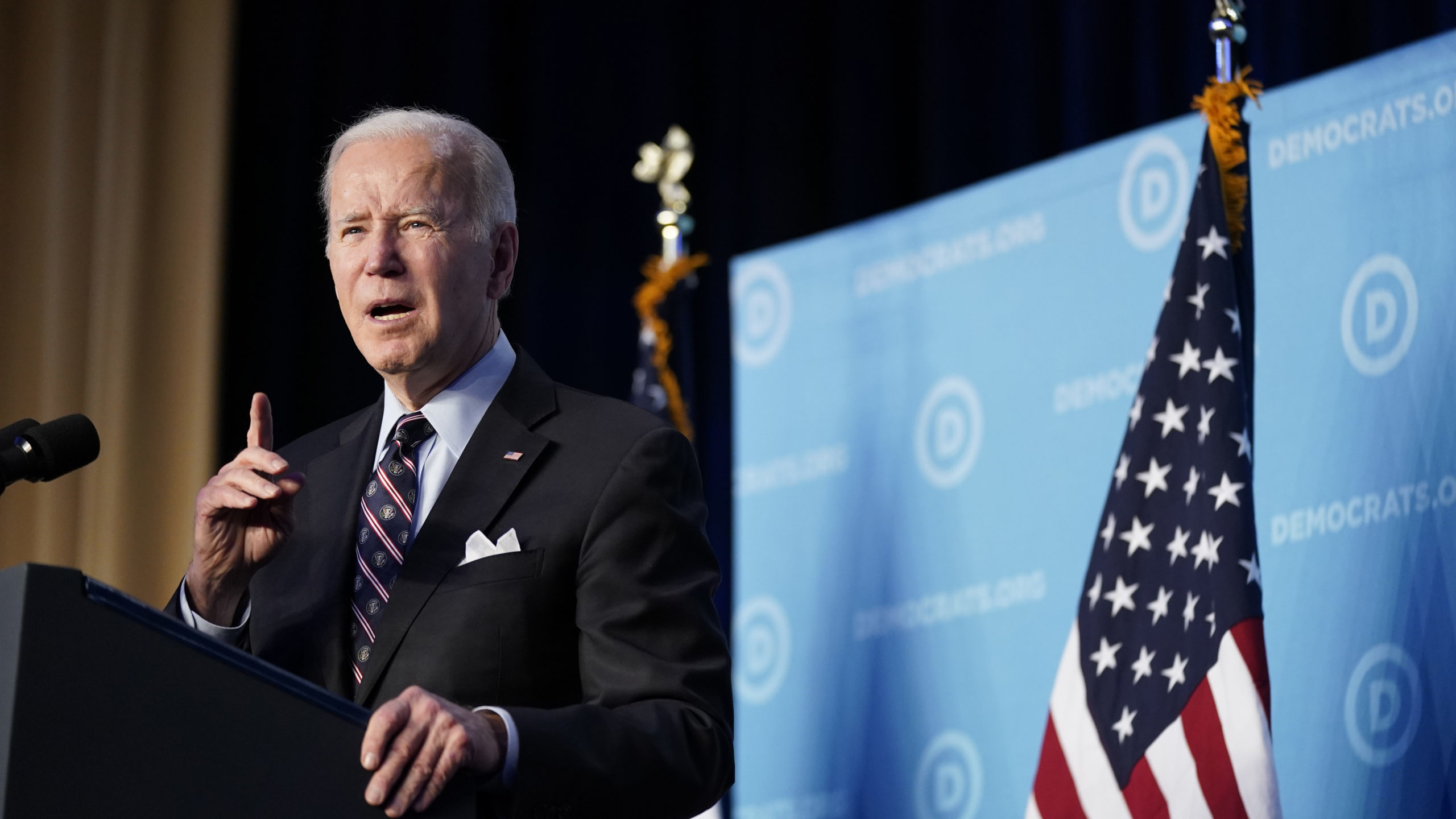 President Joe Biden speaks at the Democratic National Committee's winter meeting, Thursday, March 1...