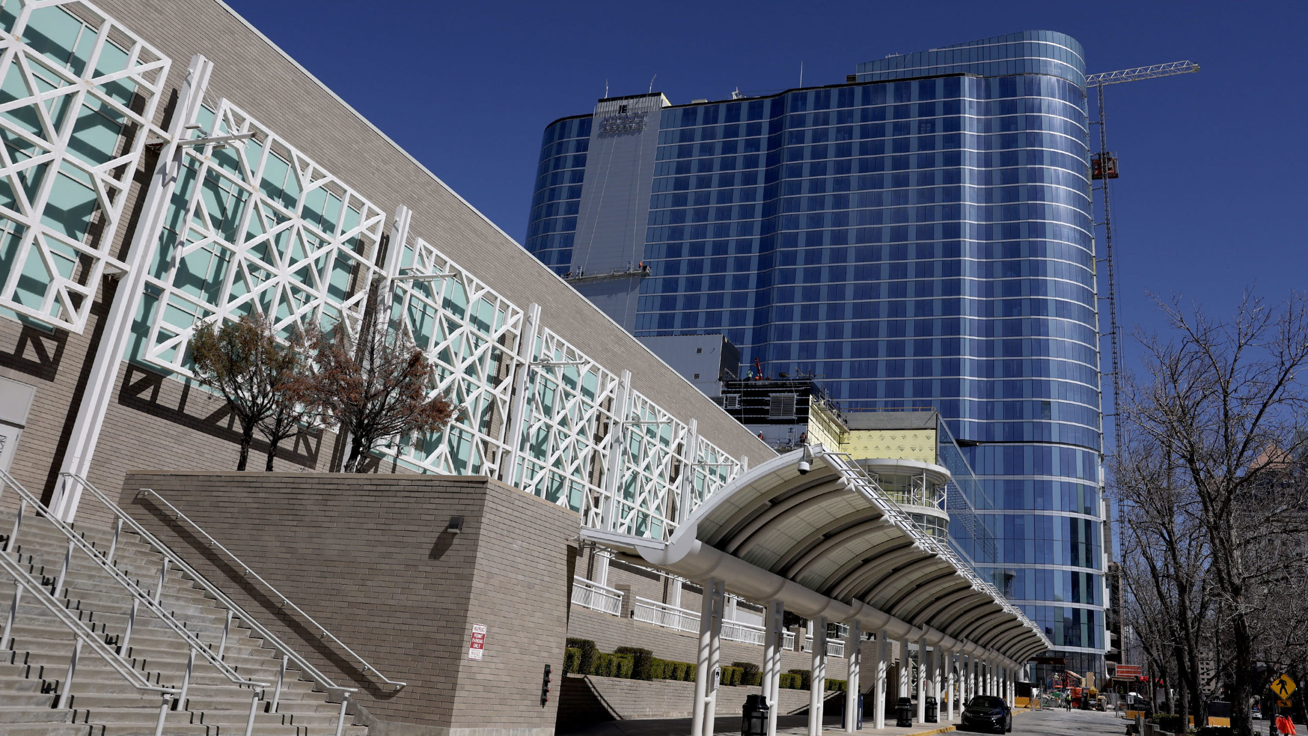 The Salt Palace Convention Center and the Hyatt Regency are pictured in Salt Lake City on Wednesday...