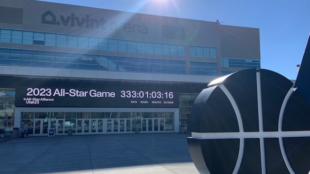 (The Vivint Arena, with a countdown to the 2023 NBA All-Star Game.  Photo: Paul Nelson, March 23, 2...