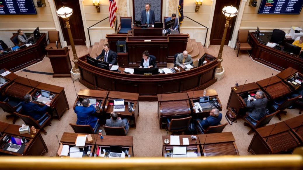 (The Senate meeting to discuss overturning Gov. Cox's veto.  Photo: Spenser Heaps, Deseret News, Ma...