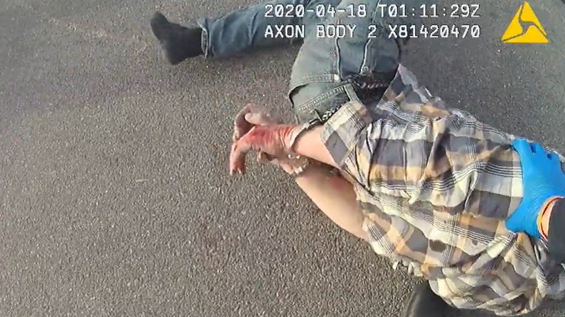 Snapshot taken from body camera video shared by Cody Greenland's attorney....