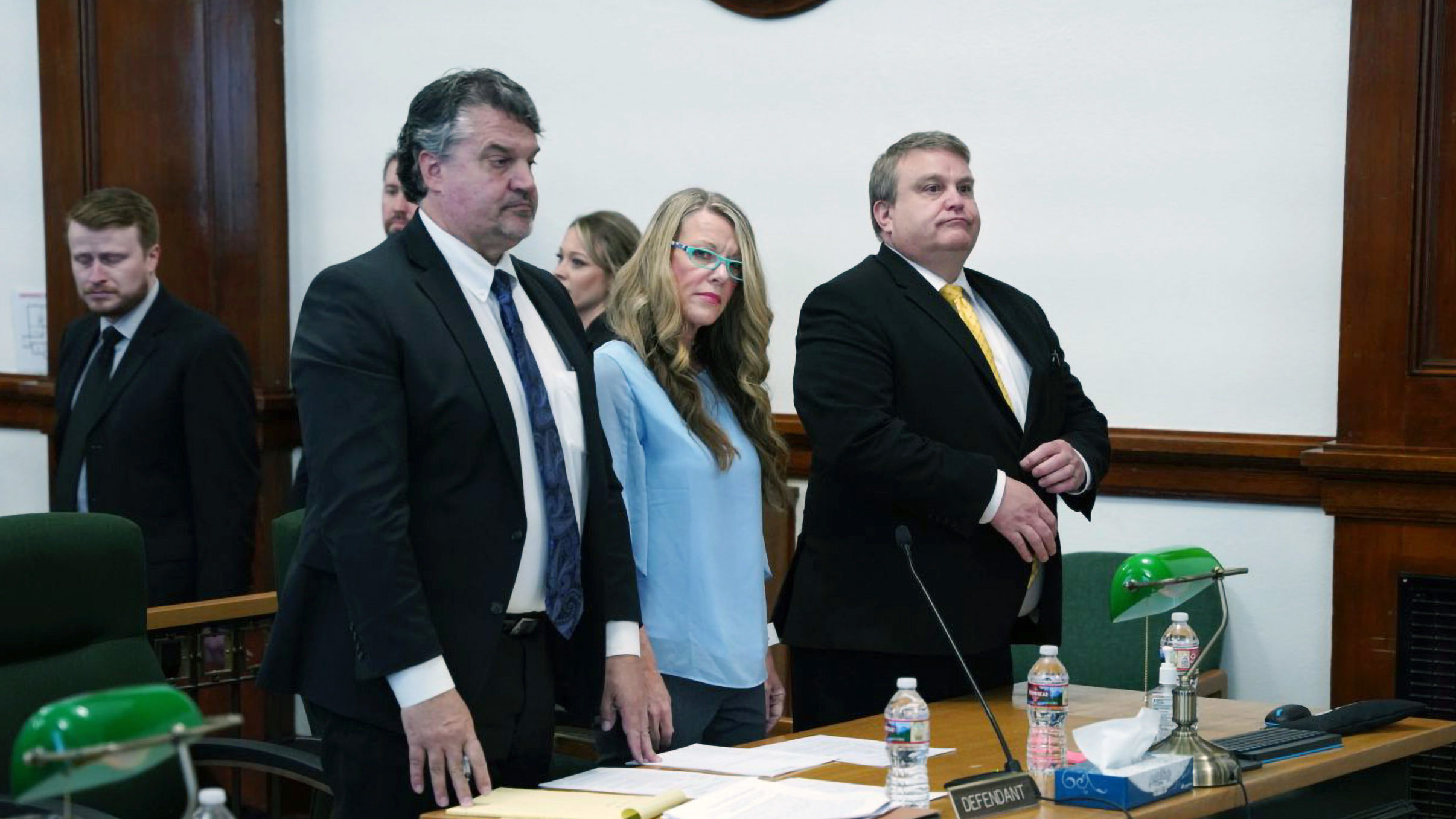 Lori Vallow Daybell, center, listens during a court hearing in St. Anthony, Idaho, Tuesday, April 1...