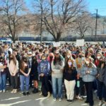 West High School students walked out of class on Wednesday, Apr. 6, 2022, to protest the state's ban on transgender athletes approved last month. Photo creidt: Lindsay Aerts, KSL NewsRadio.