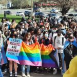 FILE: West High Students walk out of class April 6, 2022, to protest the state's new law banning transgender girls from competing in high school sports. (Lindsay Aerts)