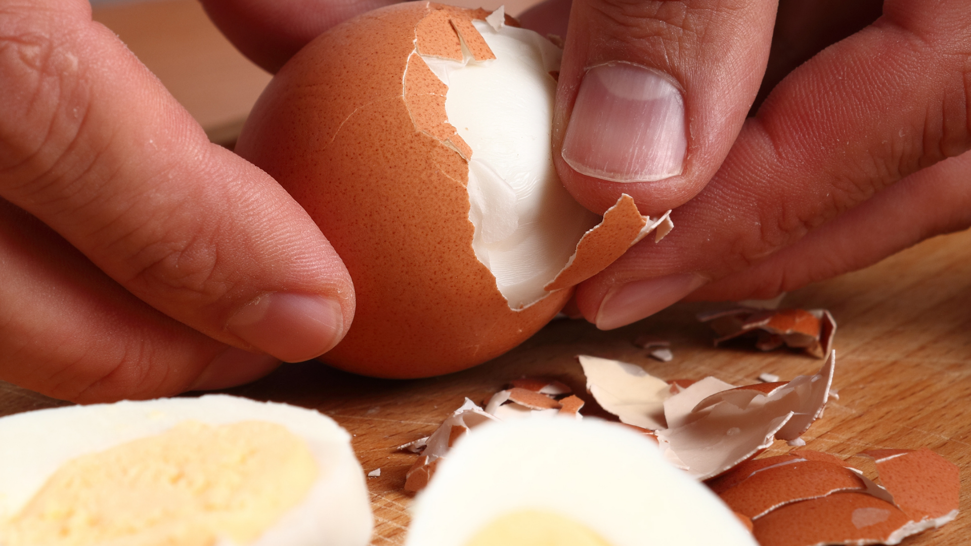Stock photo of an egg being peeled.  Photo credit: Canva...
