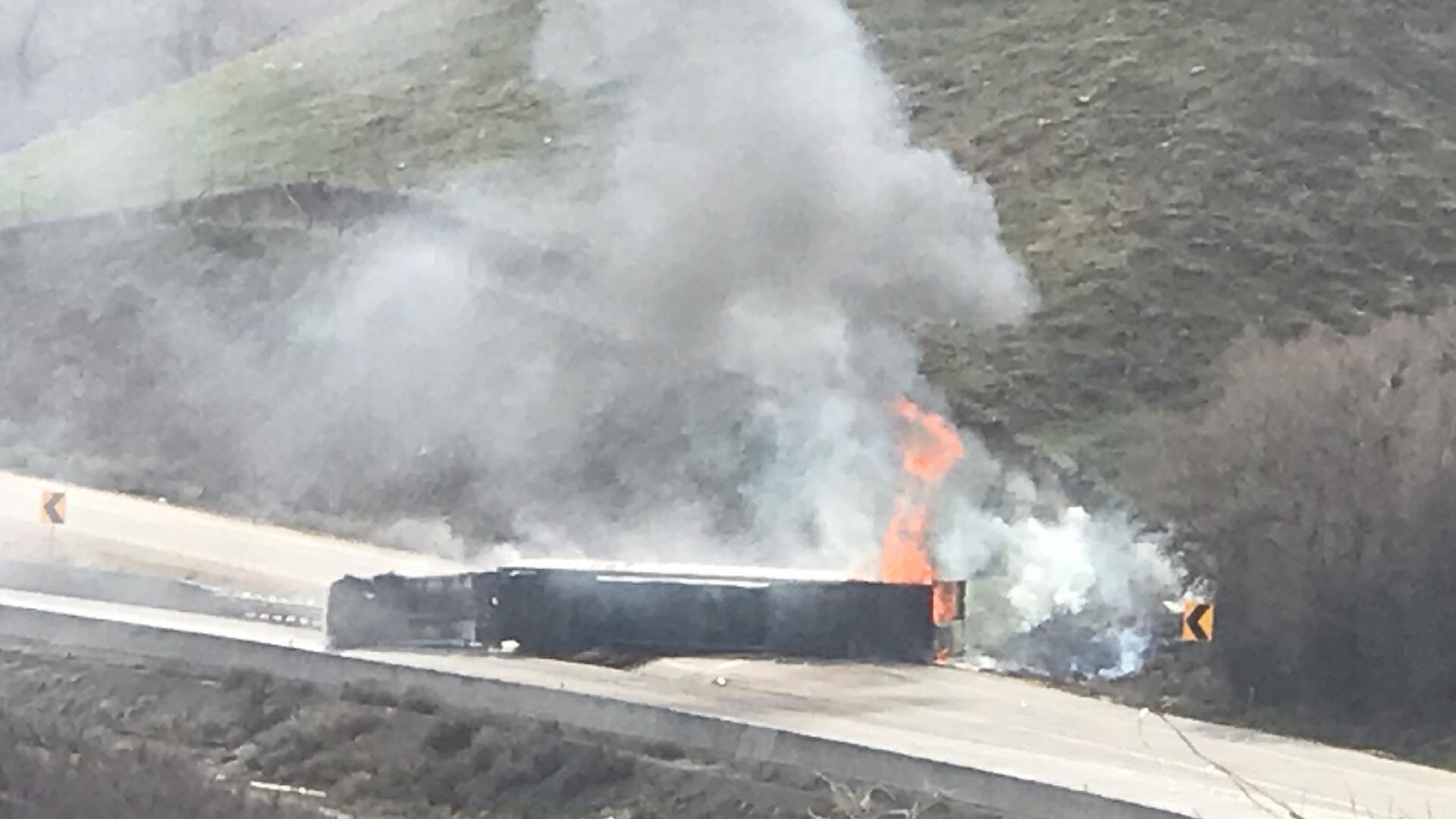 A semi rollover Tuesday afternoon on I-80 in Summit County forced the closure of the freeway in bot...