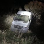Mercedes Van comes to a stop off the highway after a high-speed chase. Photo courtesy - Department of Public Safety. 