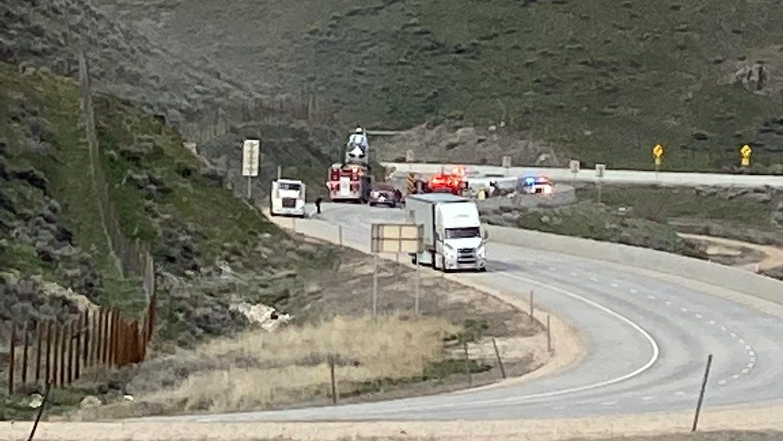A semi rollover Thursday evening on westbound I-80 forced a short closure of the highway. The drive...